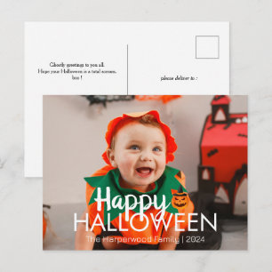 Cartão Postal De Festividades Boo bompkin jack-o-lantern Halloween uma Foto