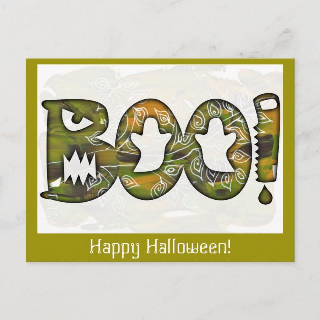 Cartão Postal De Festividades BOO Happy Halloween - postcard or invitation (Frente)