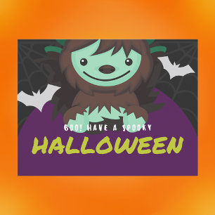 Cartão Postal De Festividades Boo tem um filho Zombie fofo de Halloween
