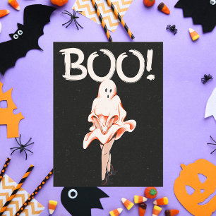 Cartão Postal De Festividades Boo! Vintage Ghost Costume Halloween