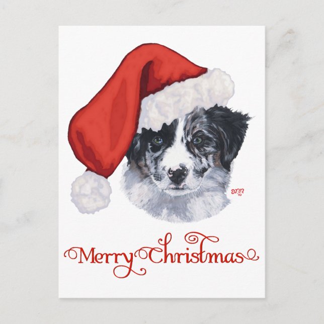 Cartão Postal De Festividades Border Collie Christmas (Frente)