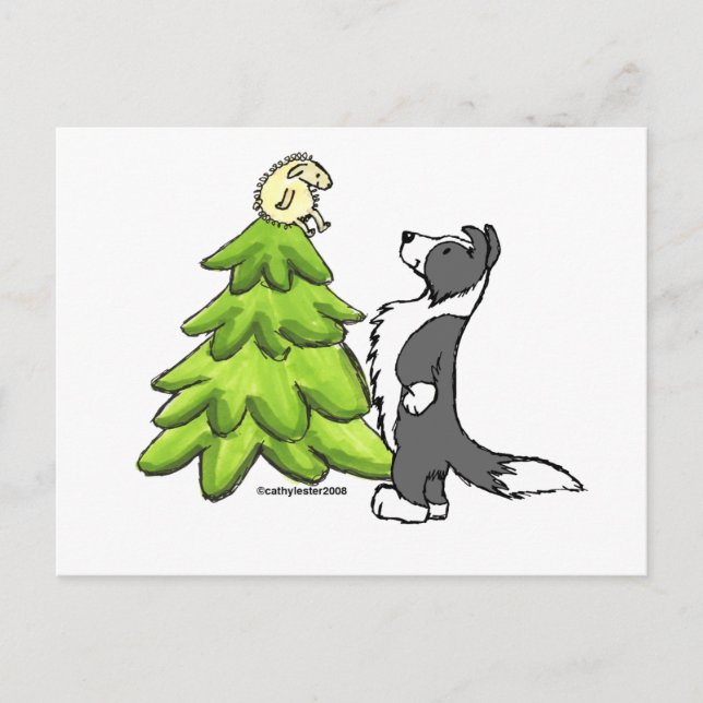 Cartão Postal De Festividades Border Collie Christmas (Frente)