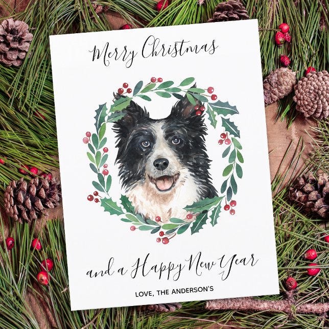 Cartão Postal De Festividades Border Collie Dog Elegante Feliz Natal (Criador carregado)