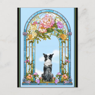 Cartão Postal De Festividades Border Collie na Porta do Céu