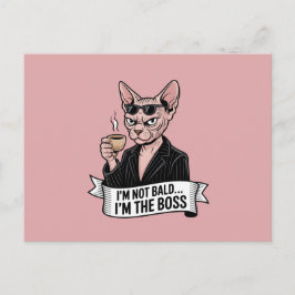 Cartão Postal De Festividades Boss Sphynx Cat Coffee Artwork