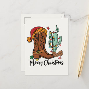 Cartão Postal De Festividades Bota Ocidental do Natal do País