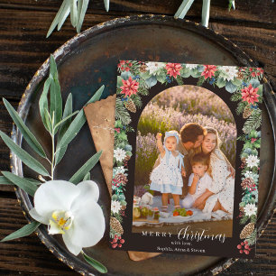 Cartão Postal De Festividades Botânico e Russo 1 Foto Arco Floral Natal