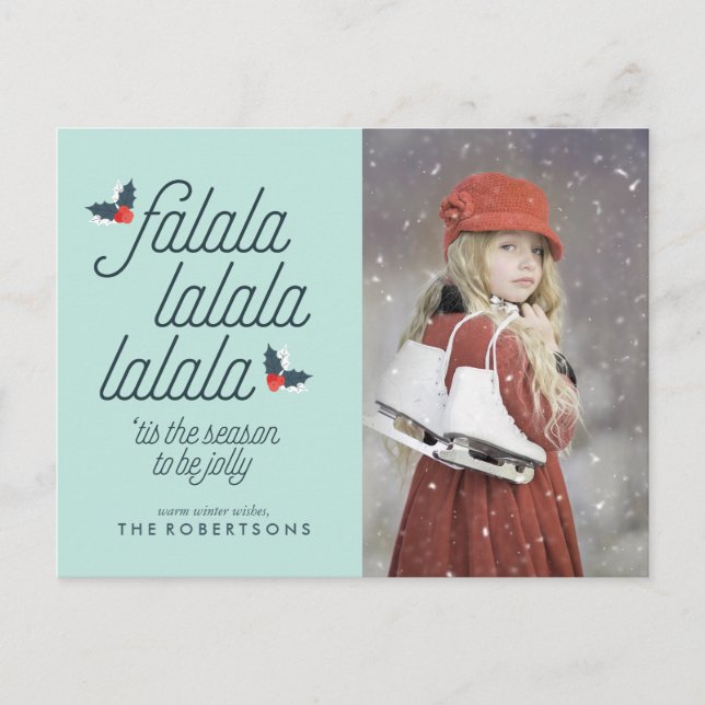 Cartão Postal De Festividades Boughes do Natal Holly Holiday (Frente)