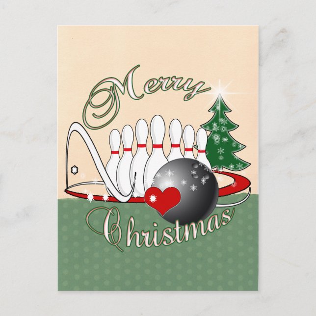 CARTÃO POSTAL DE FESTIVIDADES BOWLER / BOWLING MERRY CHRISTMAS (Frente)