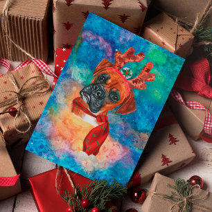 Cartão Postal De Festividades Boxer Breed Dog Natal