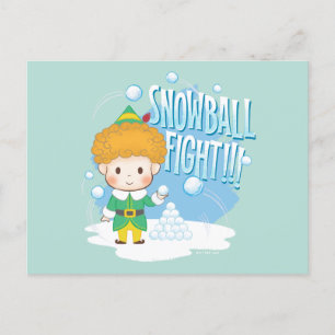 Cartão Postal De Festividades Briga de Bola de Neve do Buddy, o Elfo!