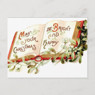 Cartão Postal De Festividades Bright and Happy Christmas Postcard