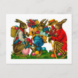 Cartão Postal De Festividades Bright Easter Bunnies Vintage