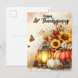 Cartão Postal De Festividades Brilho da Lanterna – Saudação de Ação de Graças