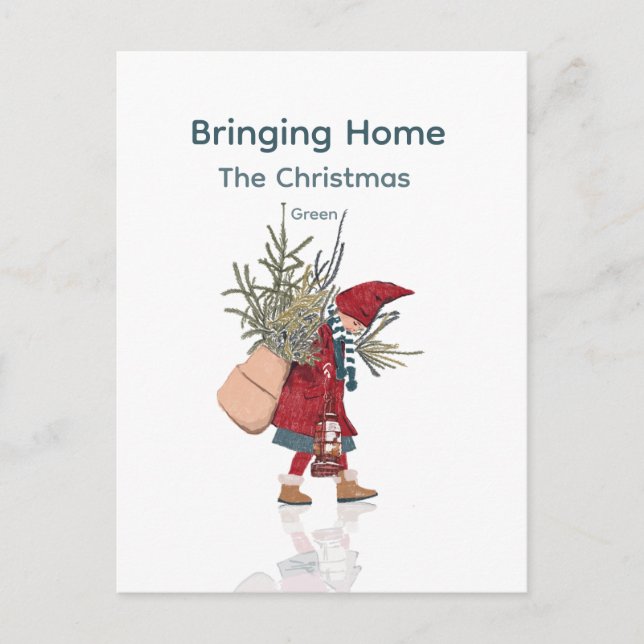 Cartão Postal De Festividades Bringing Home the Christmas Tree (Frente)