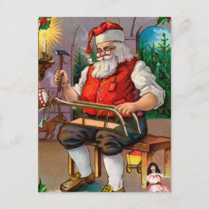 Cartão Postal De Festividades Brinquedos de Fazer de Papais noeis Vintage