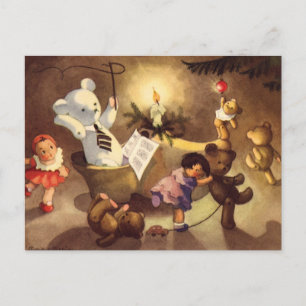 Cartão Postal De Festividades Brinquedos natais vintages, Bonecas Dançantes, Ur