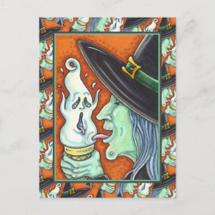 CARTÃO POSTAL DE FESTIVIDADES BRISAS COMENDO GRITANDO CONE DE SORVETE, HALLOWEEN