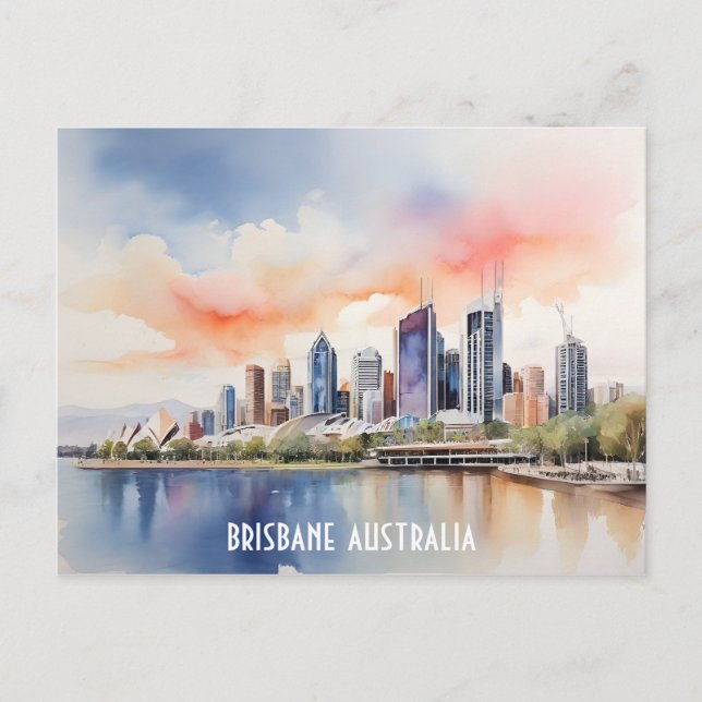Cartão Postal De Festividades Brisbane watercolor art (Frente)