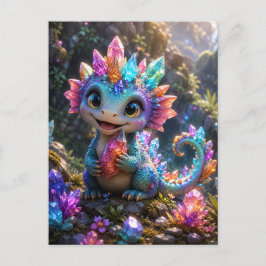 Cartão Postal De Festividades Broto de Cristal – Arte Fantástica de Dragão de Cr