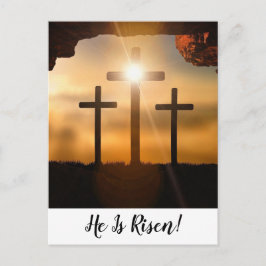 Cartão Postal De Festividades Brown Crosses He Is Risen Christian Happy Easter