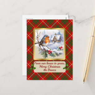 Cartão Postal De Festividades Bruce Tartan w/Robin Personalizado