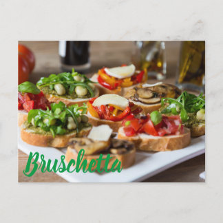 Cartão Postal De Festividades Bruschetta Antipasti com feijão e arugula,