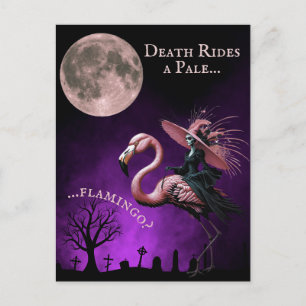 Cartão Postal De Festividades Bruxa Divertida Halloween Lua Cheia Cemitério