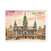 Bruxelas Bélgica Aquarela Grande Palácio