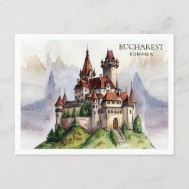 Cartão Postal De Festividades Bucareste Romênia | Arte de Aquarela de Cidade Ant