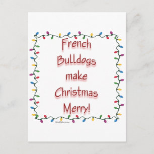 Cartão Postal De Festividades Buldog Francês Faz Feliz De Natal
