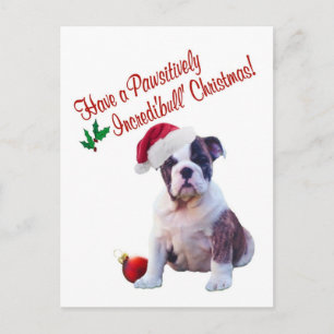 Cartão Postal De Festividades Bulldog Christmas Wishes Postcard