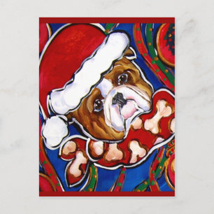 Cartão Postal De Festividades Bulldog de Natal