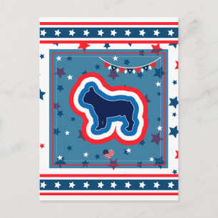 Cartão Postal De Festividades Bulldog Francês Patriótico Vermelho Branco Azul 4