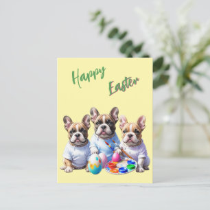 Cartão Postal De Festividades Bulldogue Francês Feliz Páscoa French Bulldog