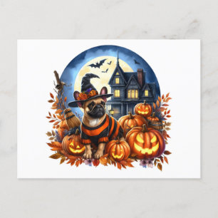 Cartão Postal De Festividades Bulls Franceses Halloween
