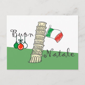 Cartão Postal De Festividades Buon Natale Tower of Pisa