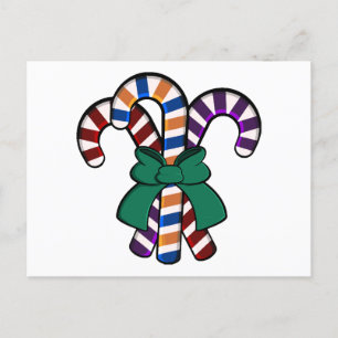 Cartão Postal De Festividades Buquê Candy Canes - faixa verde