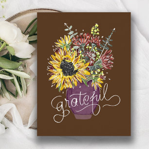 Cartão Postal De Festividades Buquê de Ação de Graças Grato