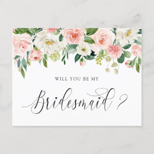 Cartão Postal De Festividades Buquê De Blush Floral Você Será Minha Porta-Voz
