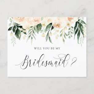 Cartão Postal De Festividades Buquê De Blush Floral Você Será Minha Porta-Voz