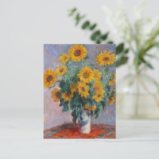 Cartão Postal De Festividades Buquê de girassóis - Monet (Em pé/Frente)