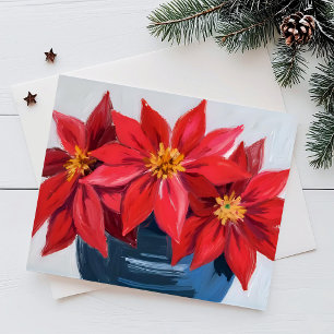 Cartão Postal De Festividades Buquê De Natal De Poinsettia Vermelha Aquarela Flo
