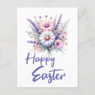 Cartão Postal De Festividades Buquê Primavera de felz pascoa de de aquarela do