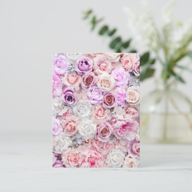 Cartão Postal De Festividades Buquês dos Rosas 2 (Em pé/Frente)