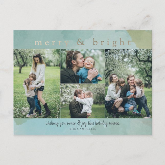 Cartão Postal De Festividades Ca de Feriado de Colagem de Fotos de Abstrato feli (Frente)