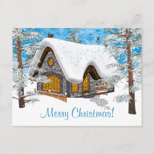 Cartão Postal De Festividades Cabana de Inverno