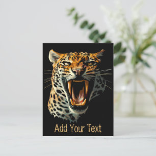 Cartão Postal De Festividades Cabeça de ataque com picos-leopardo
