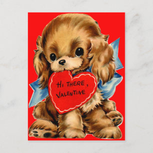 Cartão Postal De Festividades Cachorrinho Cocker Spaniel Vintage Retro no Dia do