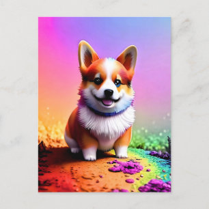Cartão Postal De Festividades Cachorro Corgi Sentado Corgi